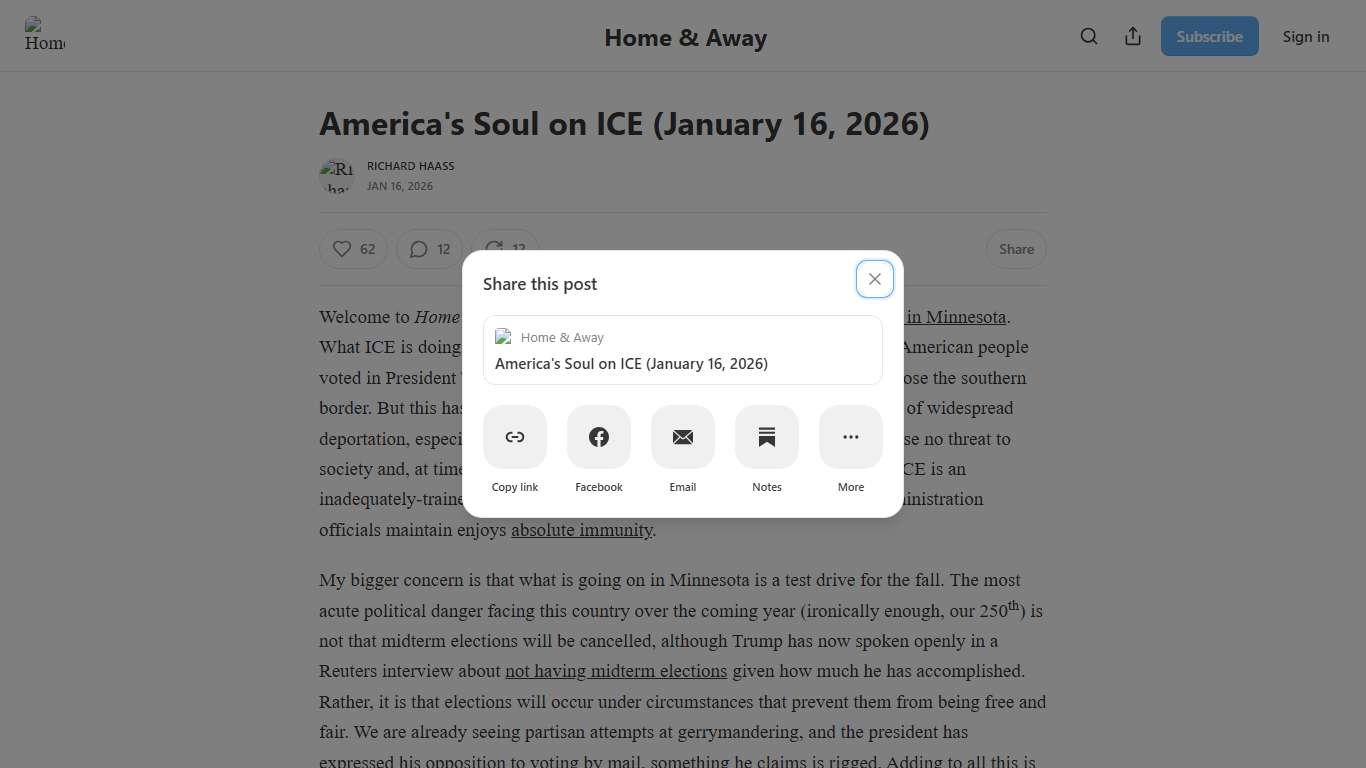 America's Soul on ICE (January 16, 2026) - by Richard Haass